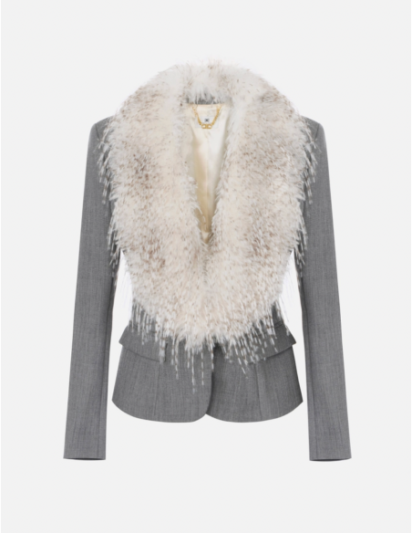 Elisabetta Franchi veste laine col effet fourrure femme luxe