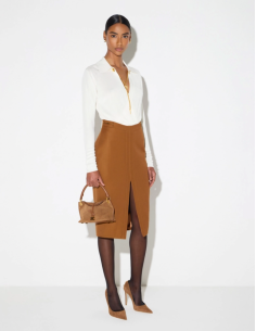 Elisabetta Franchi gabardine jewel horsebit skirt women 2