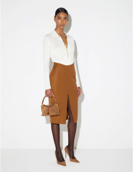 Elisabetta Franchi jupe midi femme détail logo doré