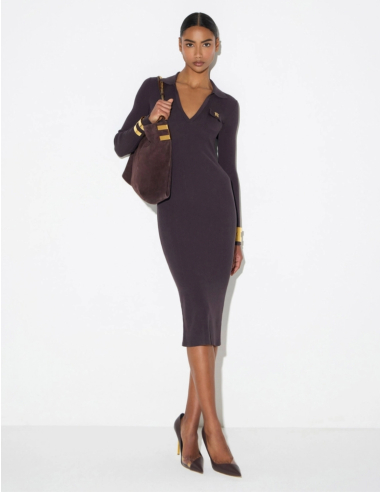 Elisabetta Franchi robe marron chocolat en tricot chic