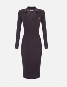 Elisabetta Franchi robe tricot broderies ajourées chocolat femme luxe