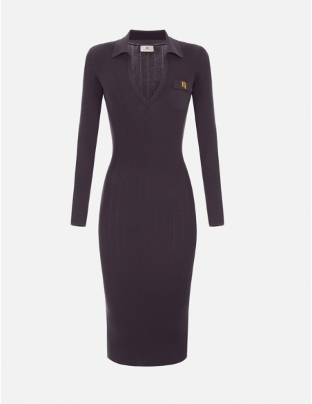 Elisabetta Franchi dark chocolate knit dress women luxury