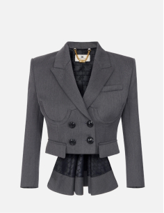 Elisabetta Franchi veste laine froide gris mélangé femme luxe
