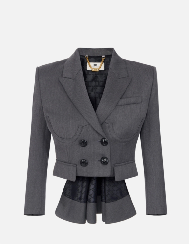 Elisabetta Franchi grey cool wool jacket women luxury