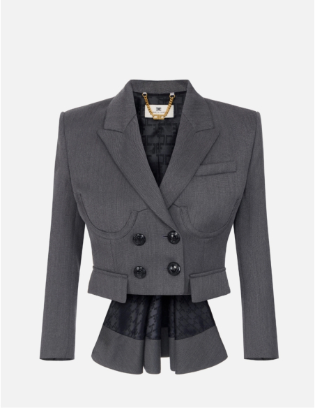 Elisabetta Franchi veste laine froide gris mélangé femme luxe