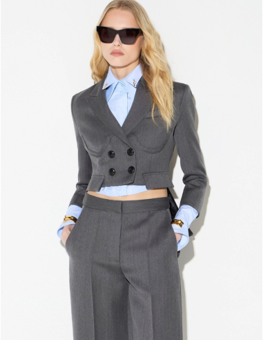 Elisabetta Franchi blazer gris femme élégant couture italienne