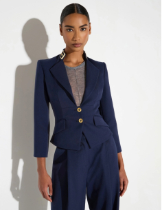 Elisabetta Franchi veste gabardine col bijou bleu marine femme luxe 2