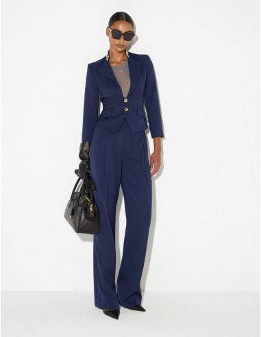 Elisabetta Franchi navy gabardine palazzo trousers