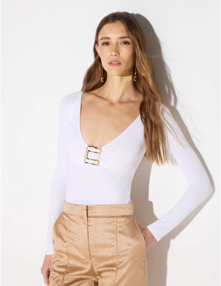 Elisabetta Franchi pull jersey logo bijou femme luxe