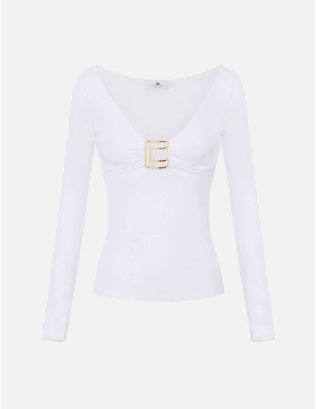 Elisabetta Franchi pull jersey logo bijou femme luxe