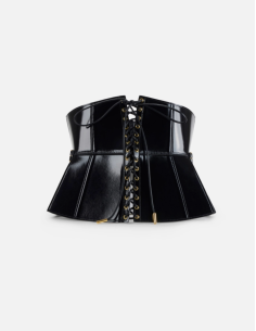 ELISABETTA FRANCHI Leather Black Bustier Belt  - CT51S