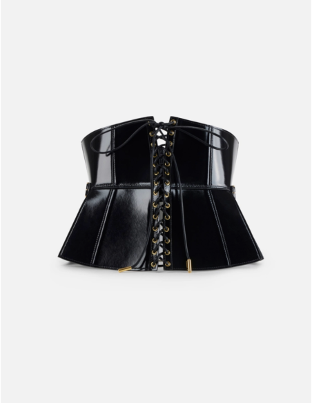 ELISABETTA FRANCHI Leather Black Bustier Belt  - CT51S