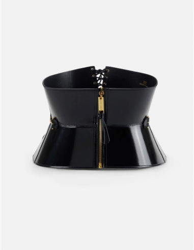 ELISABETTA FRANCHI Leather Black Bustier Belt...