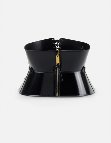 ELISABETTA FRANCHI Leather Black Bustier Belt  - CT51S