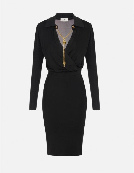 Elisabetta Franchi robe fil de viscose chaîne bijou femme luxe