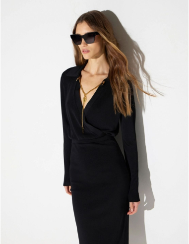 Elisabetta Franchi midi dress with gold chain detail