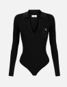 Elisabetta Franchi black openwork knit bodysuit women luxury