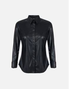 Elisabetta Franchi leather-effect shirt with jewel logo women