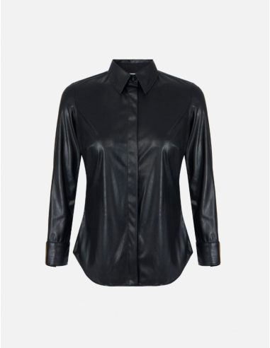 Elisabetta Franchi leather-effect shirt with jewel logo women