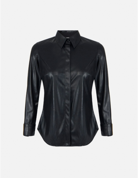 Elisabetta Franchi chemise effet cuir avec logo bijou femme