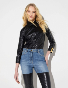 Elisabetta Franchi chemise effet cuir avec logo bijou femme 2
