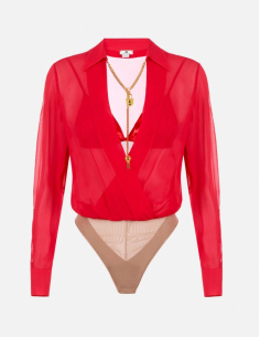 Elisabetta Franchi georgette bodysuit with jewel chain women