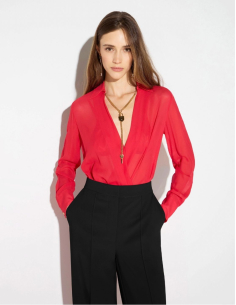 Elisabetta Franchi georgette bodysuit with jewel chain women 2