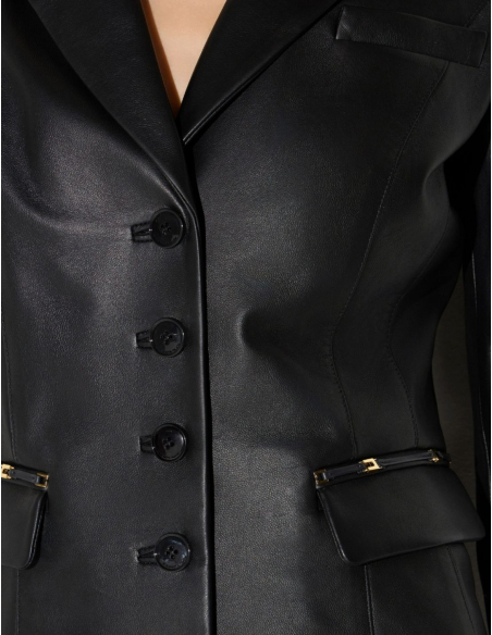 Elisabetta Franchi veste en cuir coupe régulière femme