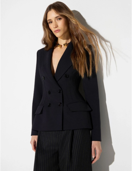 Elisabetta Franchi blazer noir coupe ajustée femme
