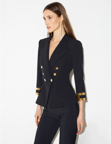 Elisabetta Franchi stretch crepe jewel logo blazer women