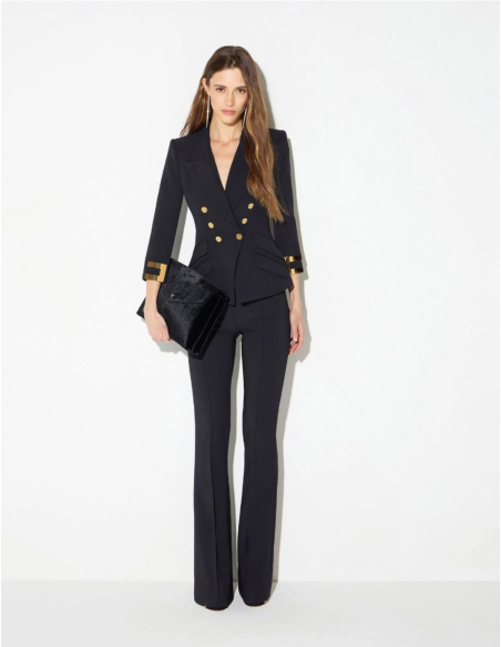 Elisabetta Franchi blazer noir ajusté détails bijoux dorés