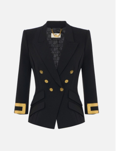 Elisabetta Franchi veste double crêpe stretch logo bijou femme