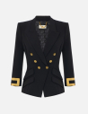 Elisabetta Franchi stretch crepe jewel logo blazer women
