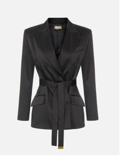Elisabetta Franchi veste satin stretch avec ceinture femme