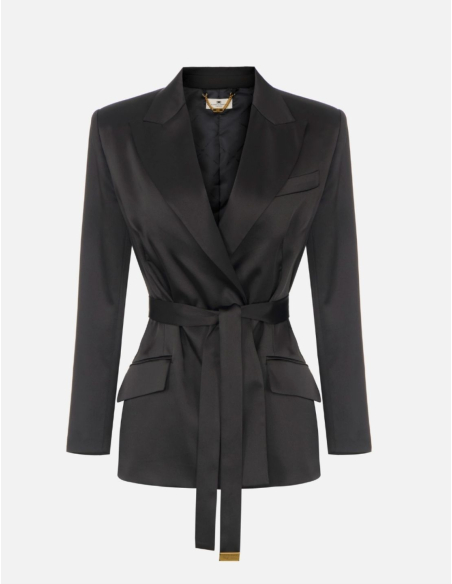 Elisabetta Franchi stretch satin belted blazer women