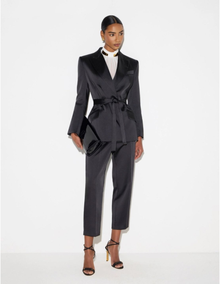 Elisabetta Franchi signature belted blazer gold logo