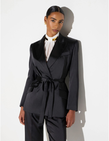 Elisabetta Franchi black satin blazer elegant women