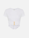 Elisabetta Franchi ivory jersey T-shirt with jewel detail