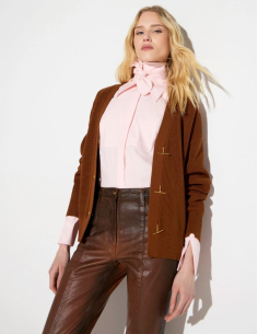 Elisabetta Franchi knit cardigan with jewel button 2
