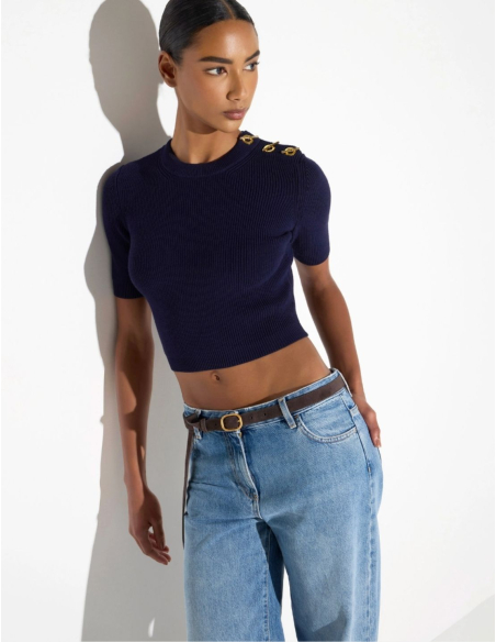 Elisabetta Franchi top crop en maille femme élégant