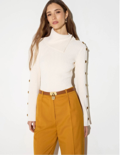 Elisabetta Franchi pull en tricot avec boutons bijoux femme 2