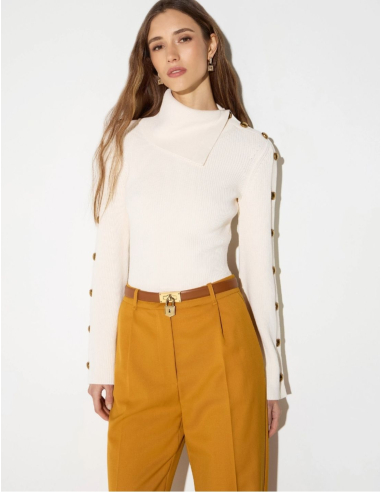 Elisabetta Franchi knit sweater with sheer turtleneck