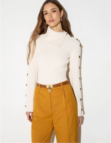 Elisabetta Franchi knit sweater with sheer turtleneck