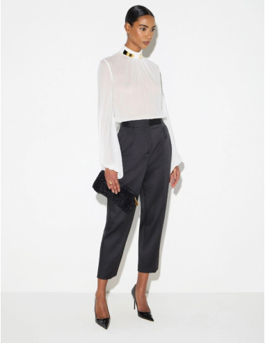 Elisabetta Franchi black satin regular fit trousers