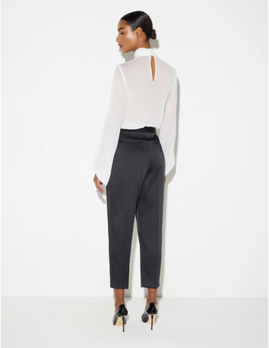 Elisabetta Franchi satin trousers with zip and hook fastening