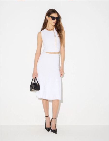 Elisabetta Franchi textured ivory knit top