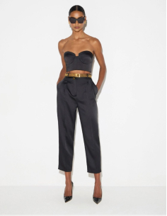 Elisabetta Franchi black stretch satin top women 2