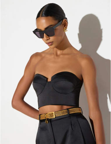 Elisabetta Franchi fitted black satin top women