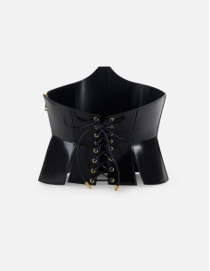 Elisabetta Franchi leather bustier belt with zips