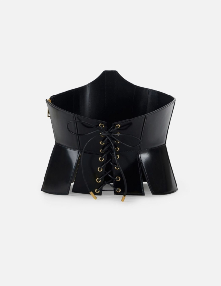 Elisabetta Franchi ceinture bustier en cuir avec zips